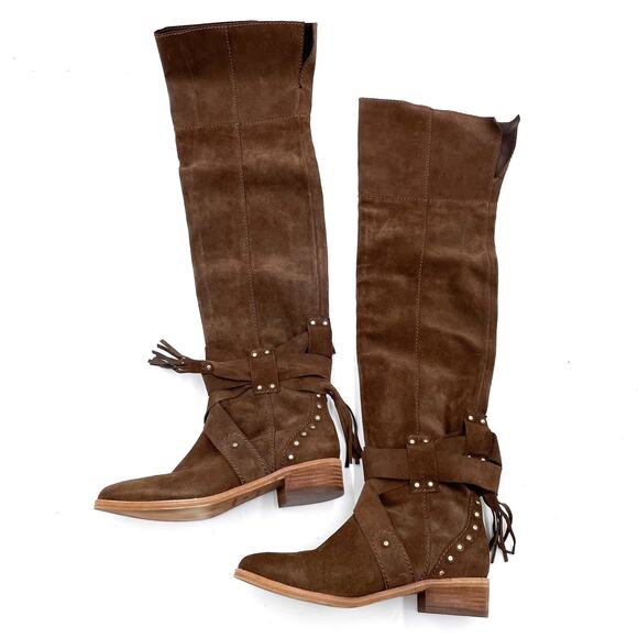 See By Chloe Dasha Boots Over the Knee Brown Suede Studded 36.5 / 6.5 - Picture 6 of 11